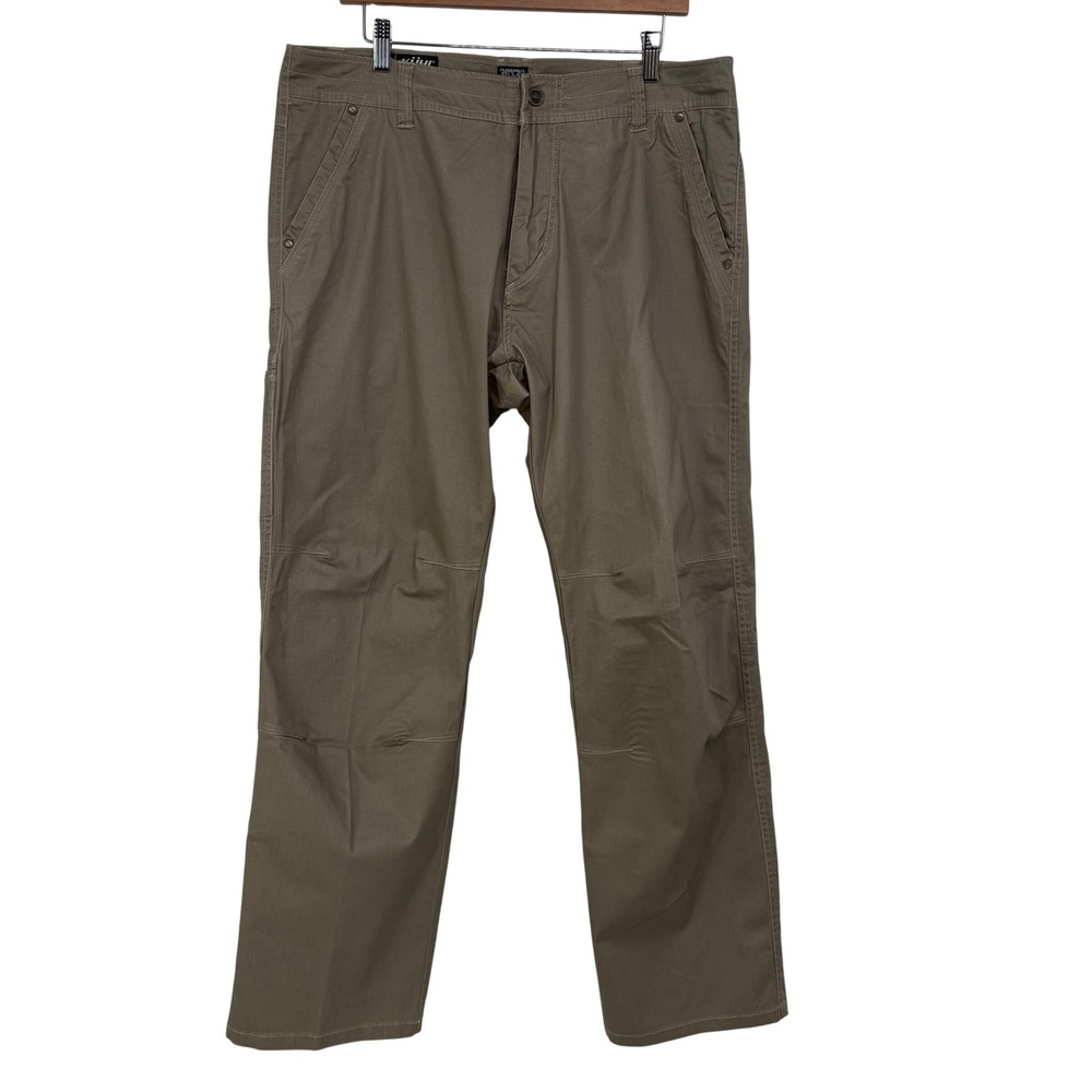 Kuhl Slackr Mens 36x32 Dark Khaki Brown Articulated‎ Knee Outdoor Hiking Pants